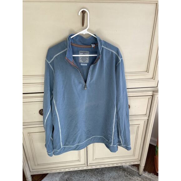 Tommy Bahama Island Modern Fit‎ Blue 1/2 Zip 98% Cotton XL Read - Picture 1 of 9